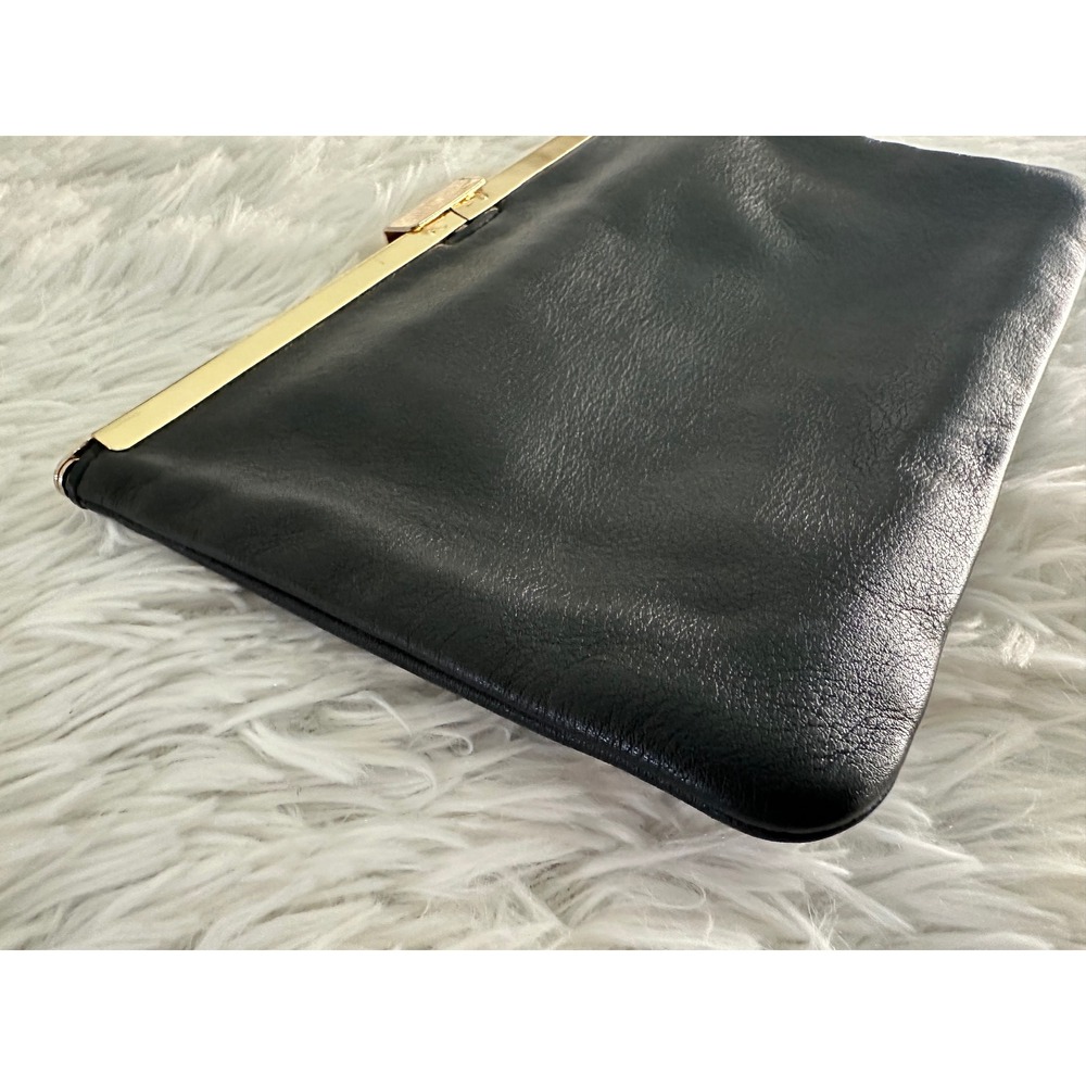 J crew black leather clutch bag handbag - Picture 3 of 8